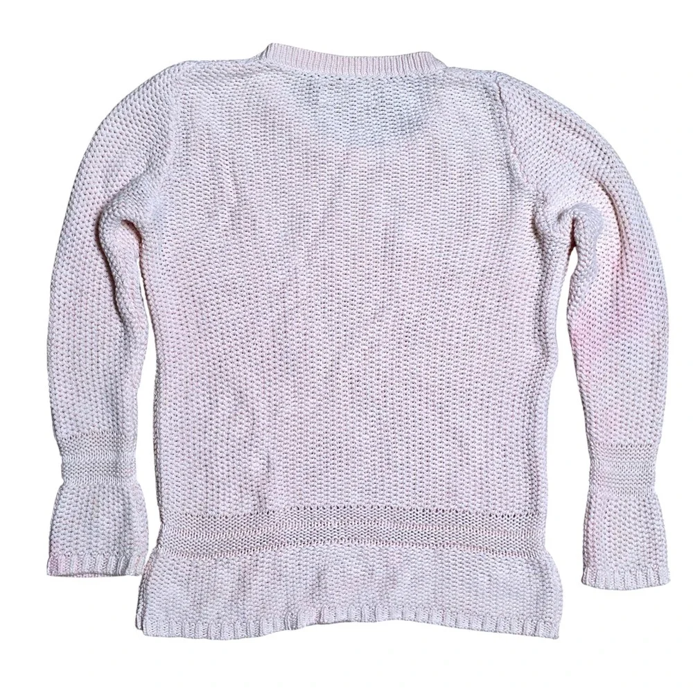 LOFT Women's Light Pink Crew Neck‎ Mesh Knit Cotton Sweater Size Medium